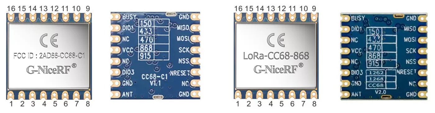 Définition des broches du module sans fil LoRa LoRa-CC68-915