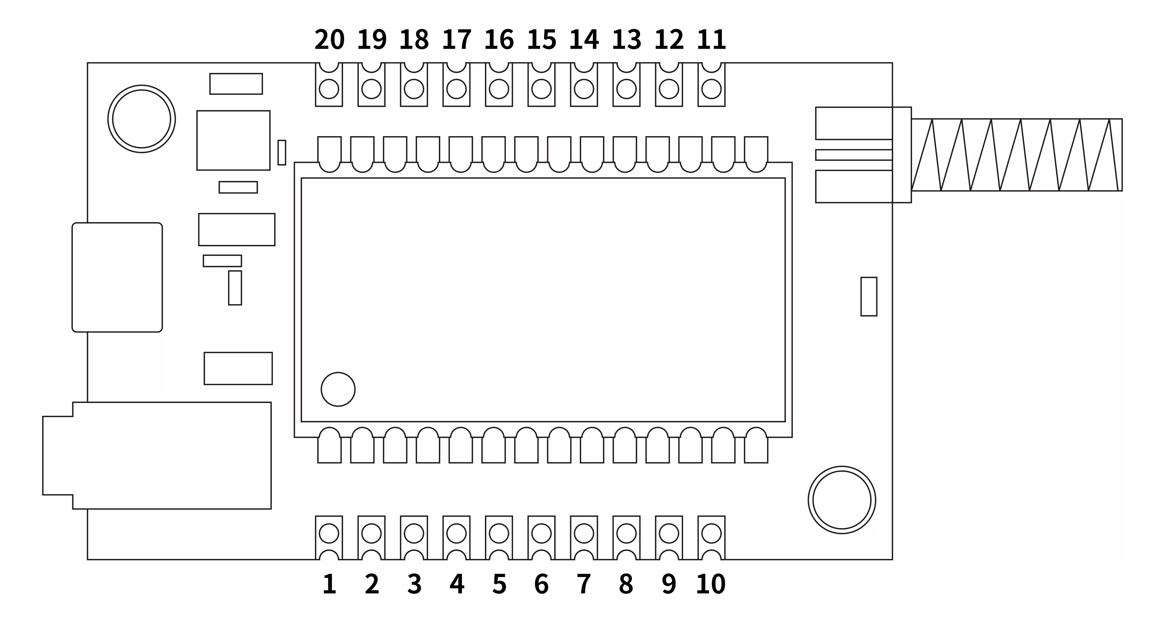 Définition des broches de la carte de réception du module audio SA326F30
