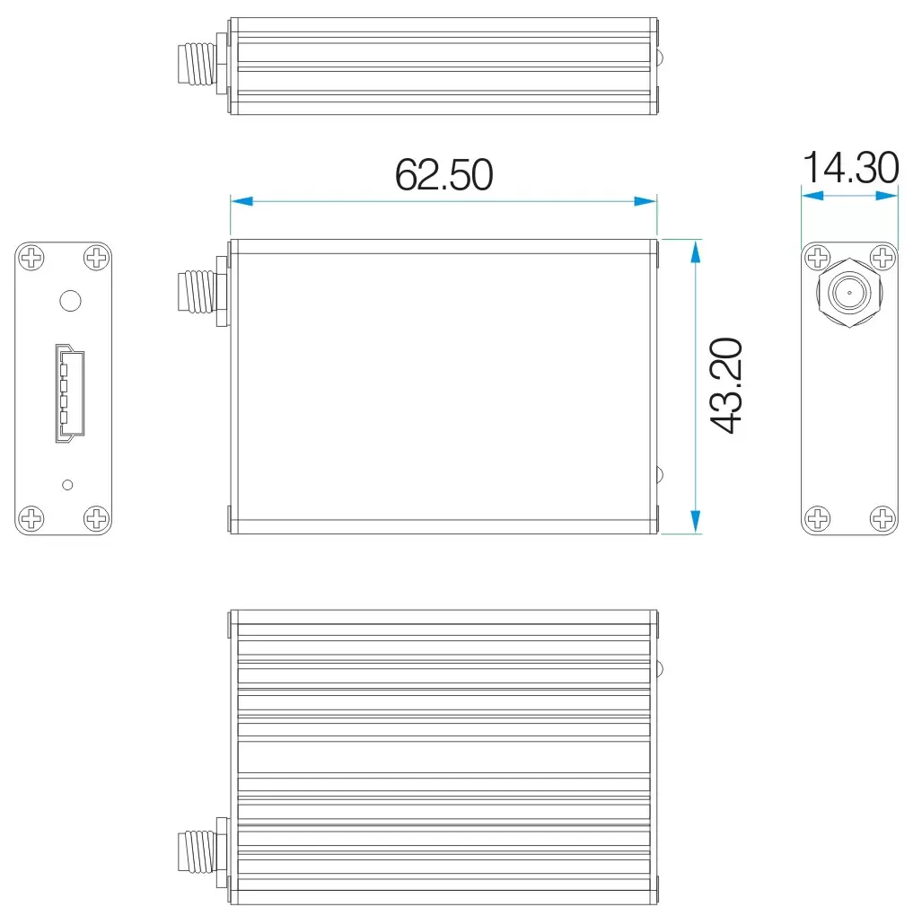 Dimensions mécaniques du modem RF SV653