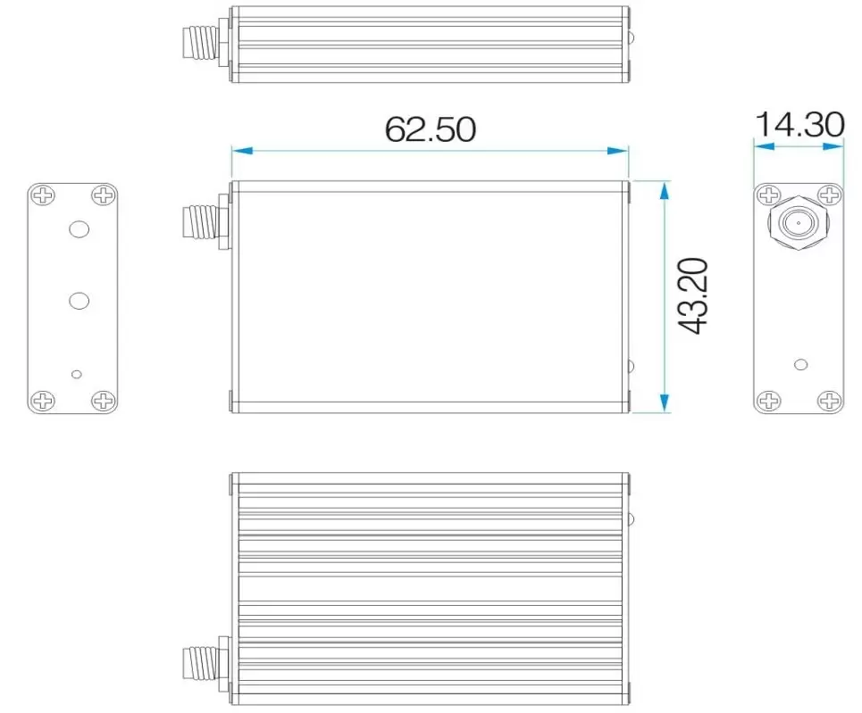 Dimensions mécaniques du modem RF SV654