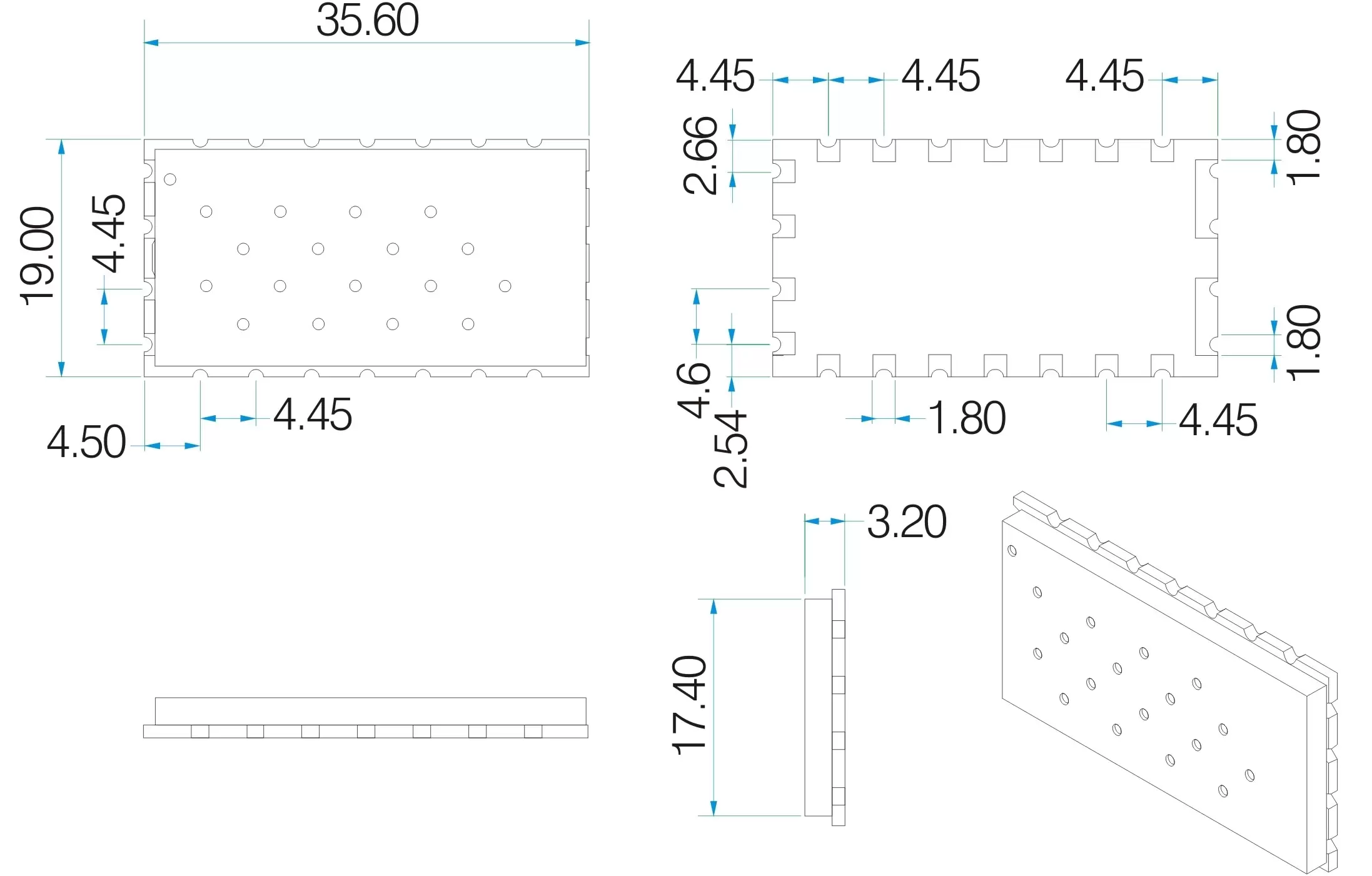 Dimensions mécaniques du module sans fil SA818S.