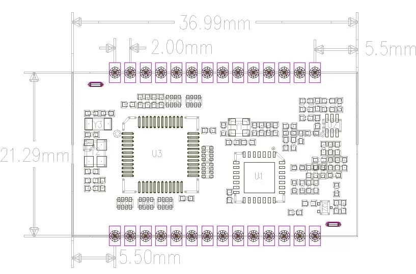 Dimensions mécaniques du module de nœud LoRaWAN LN610-X1