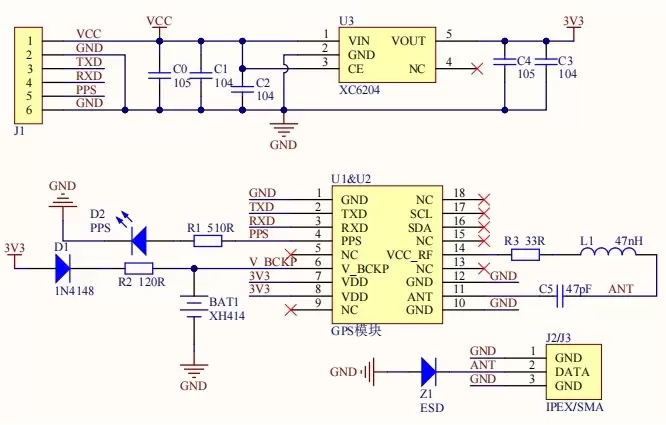 Circuit d'application du module GPS GPS03