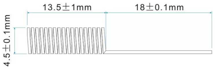 Dimensions de l'antenne à ressort 490 MHz SW490-TH14