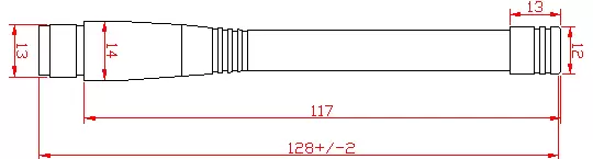 Dimensions de l'antenne à tige droite SW150-ZT128DN