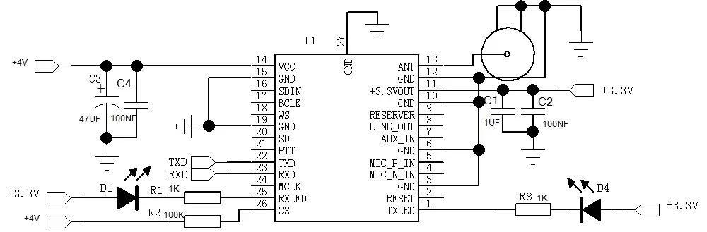 Circuit d'application du module de transmission de données full-duplex SA618F30-FD