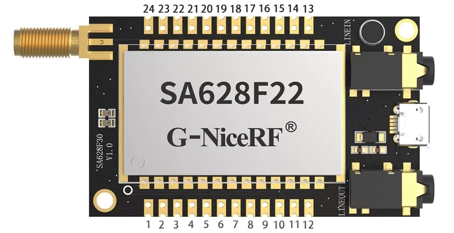 Définition des broches du module talkie-walkie audio full duplex SA628F22