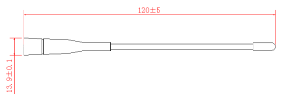 Dimensions de l'antenne en forme de tige SW868-ZB120