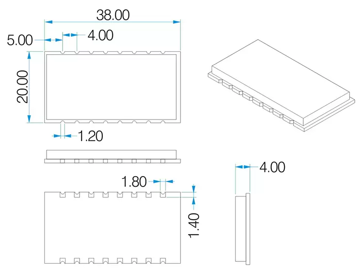 Dimensions mécaniques du module RF LoRa LoRa600Pro
