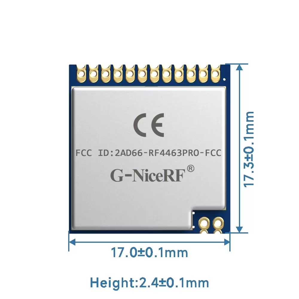 RF4463PRO-433 : Module frontal Si4463 433 MHz certifi&eacute; FCC ID &amp; IC ID &amp; CE-RED